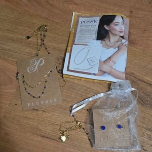 Plunder Gold Necklace with Blue Accents